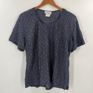 Jaipur‎ Women's XL BLue Textured T-Shirt Blouse 90s Grunge Knit Stretch USA